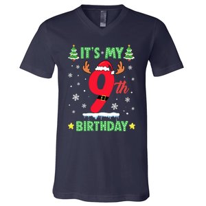 Merry Christmas ItS My 9th Birthday Xmas V-Neck T-Shirt