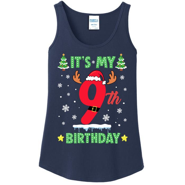 Merry Christmas ItS My 9th Birthday Xmas Ladies Essential Tank