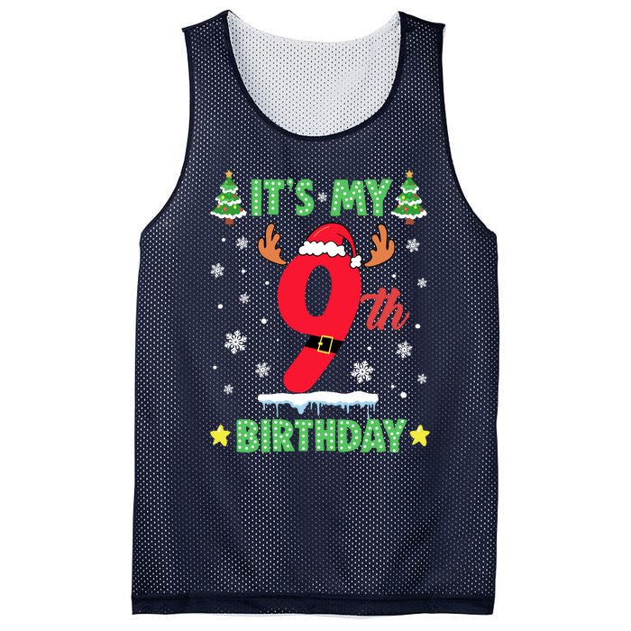 Merry Christmas ItS My 9th Birthday Xmas Mesh Reversible Basketball Jersey Tank