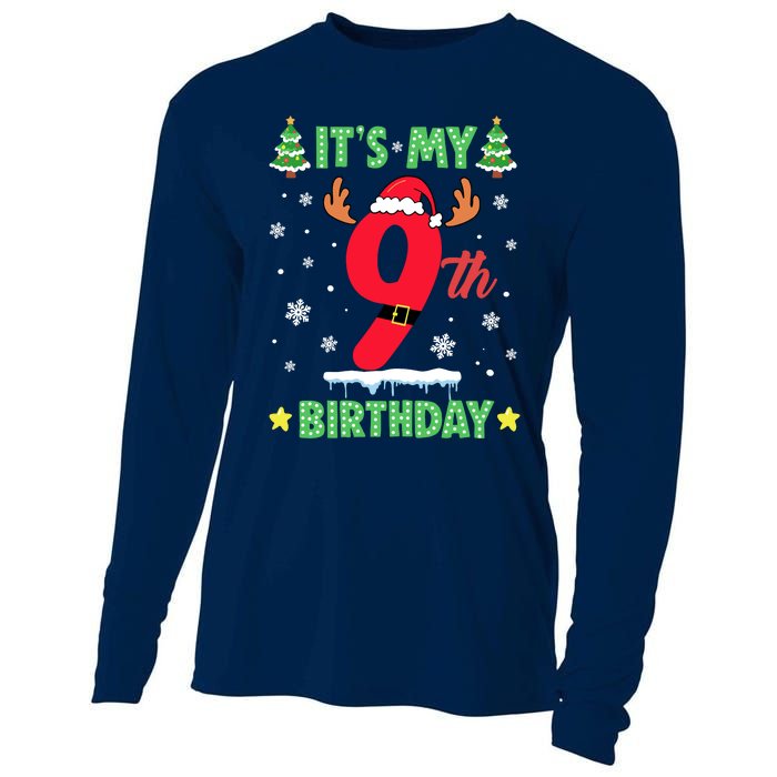 Merry Christmas ItS My 9th Birthday Xmas Cooling Performance Long Sleeve Crew