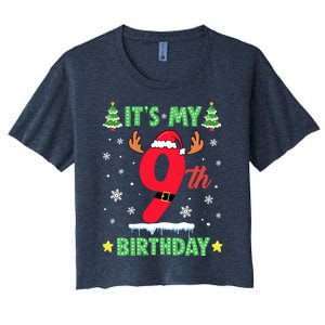 Merry Christmas ItS My 9th Birthday Xmas Women's Crop Top Tee