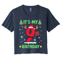 Merry Christmas ItS My 9th Birthday Xmas Women's Crop Top Tee