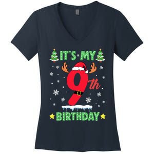 Merry Christmas ItS My 9th Birthday Xmas Women's V-Neck T-Shirt