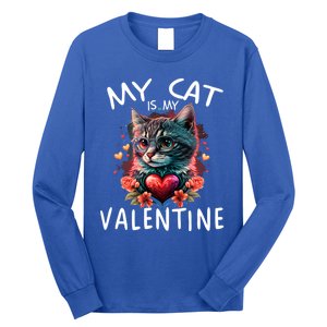 My Cat Is My Valentine Cute ValentineS Day Cat Dad Cat Mom Cool Gift Long Sleeve Shirt