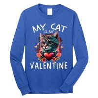 My Cat Is My Valentine Cute ValentineS Day Cat Dad Cat Mom Cool Gift Long Sleeve Shirt