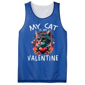 My Cat Is My Valentine Cute ValentineS Day Cat Dad Cat Mom Cool Gift Mesh Reversible Basketball Jersey Tank