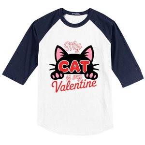 My Cat Is My Valentine Cat Lover Cool Gift Baseball Sleeve Shirt