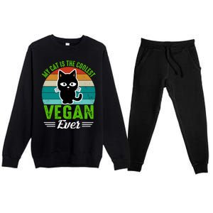 My Cat Is The Coolest Vegan Ever Gift Premium Crewneck Sweatsuit Set