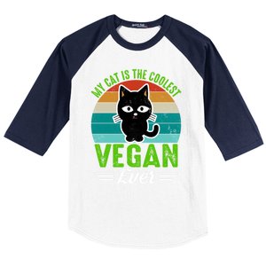 My Cat Is The Coolest Vegan Ever Gift Baseball Sleeve Shirt