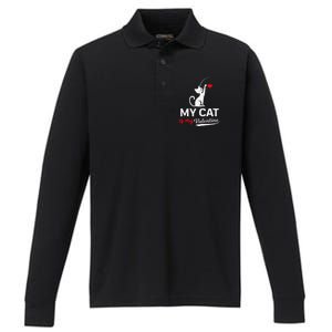 My Cat Is My ValentineS Greetings My Cat Is My Valentine Performance Long Sleeve Polo