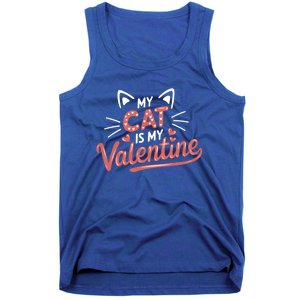 My Cat Is My Valentine Rotic Cat Lover Hearts Valentine’S Gift Tank Top