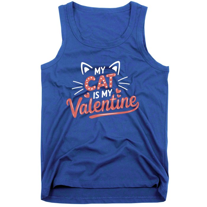 My Cat Is My Valentine Rotic Cat Lover Hearts Valentine’S Gift Tank Top