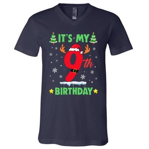 Merry Christmas ItS My 9th Birthday Xmas V-Neck T-Shirt