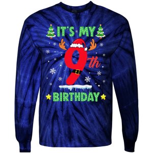 Merry Christmas ItS My 9th Birthday Xmas Tie-Dye Long Sleeve Shirt