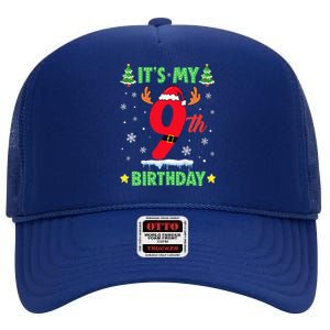 Merry Christmas ItS My 9th Birthday Xmas High Crown Mesh Back Trucker Hat