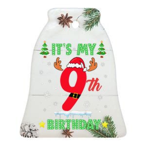 Merry Christmas ItS My 9th Birthday Xmas Ceramic Bell Ornament