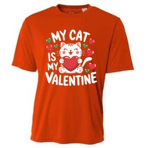 My Cat Is My Valentine Rotic Cat Lover Hearts Valentine’S Meaningful Gift Cooling Performance Crew T-Shirt