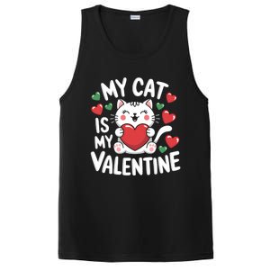 My Cat Is My Valentine Rotic Cat Lover Hearts Valentine’S Meaningful Gift PosiCharge Competitor Tank