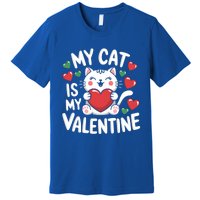 My Cat Is My Valentine Rotic Cat Lover Hearts Valentine’S Meaningful Gift Premium T-Shirt