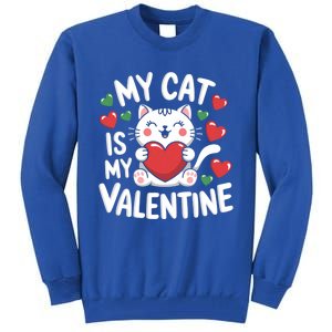 My Cat Is My Valentine Rotic Cat Lover Hearts Valentine’S Meaningful Gift Tall Sweatshirt