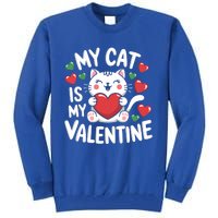 My Cat Is My Valentine Rotic Cat Lover Hearts Valentine’S Meaningful Gift Tall Sweatshirt