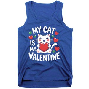 My Cat Is My Valentine Rotic Cat Lover Hearts Valentine’S Meaningful Gift Tank Top