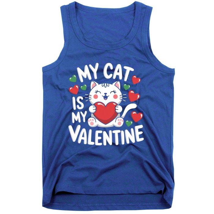 My Cat Is My Valentine Rotic Cat Lover Hearts Valentine’S Meaningful Gift Tank Top