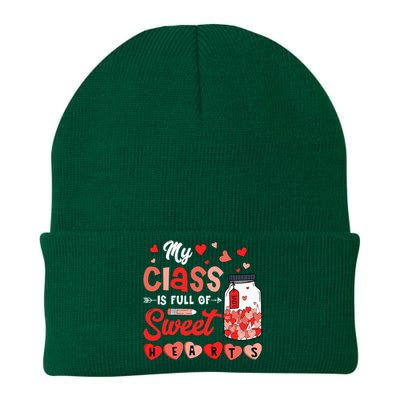 My Class Is Full Of Sweet Hearts Teacher Valentines Day Knit Cap Winter Beanie