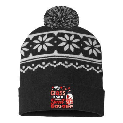 My Class Is Full Of Sweet Hearts Teacher Valentines Day USA-Made Snowflake Beanie