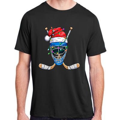 Merry Christmas Ice Hockey Dabbing Santa Claus Hockey Playe Adult ChromaSoft Performance T-Shirt