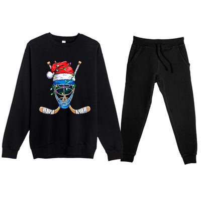 Merry Christmas Ice Hockey Dabbing Santa Claus Hockey Playe Premium Crewneck Sweatsuit Set