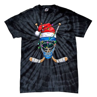 Merry Christmas Ice Hockey Dabbing Santa Claus Hockey Playe Tie-Dye T-Shirt