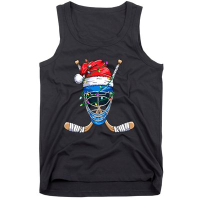 Merry Christmas Ice Hockey Dabbing Santa Claus Hockey Playe Tank Top