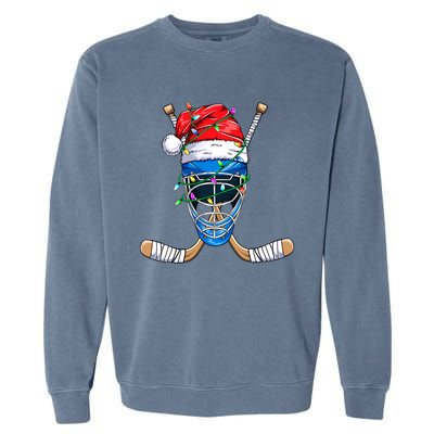 Merry Christmas Ice Hockey Dabbing Santa Claus Hockey Playe Garment-Dyed Sweatshirt