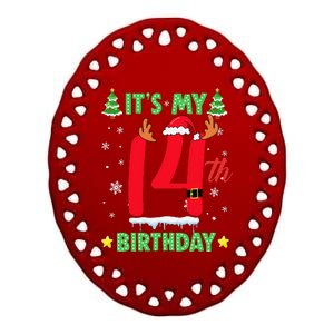 Merry Christmas ItS My 14th Birthday Xmas Women Ceramic Oval Ornament