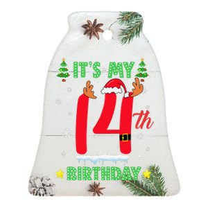 Merry Christmas ItS My 14th Birthday Xmas Women Ceramic Bell Ornament