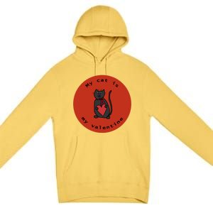 My Cat Is My Valentine Round Premium Pullover Hoodie