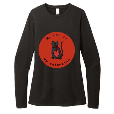 My Cat Is My Valentine Round Womens CVC Long Sleeve Shirt