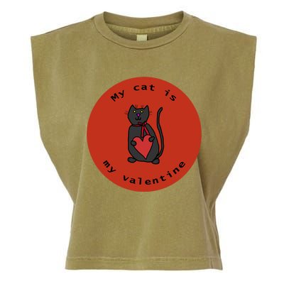 My Cat Is My Valentine Round Garment-Dyed Women's Muscle Tee