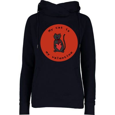 My Cat Is My Valentine Round Womens Funnel Neck Pullover Hood