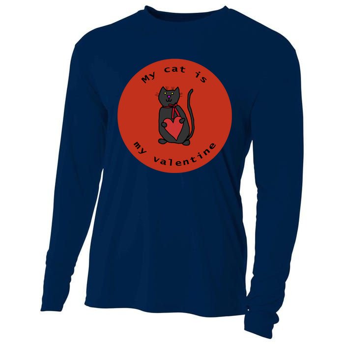 My Cat Is My Valentine Round Cooling Performance Long Sleeve Crew