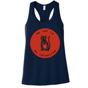 My Cat Is My Valentine Round Women's Racerback Tank