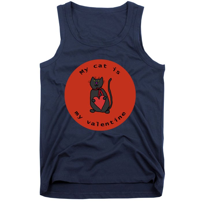 My Cat Is My Valentine Round Tank Top