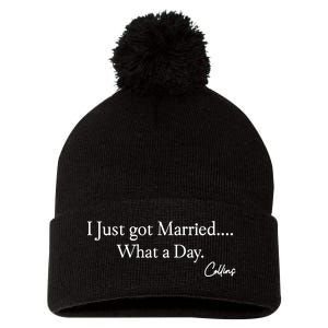 Mafs Collins I Just Got Married What A Day Pom Pom 12in Knit Beanie