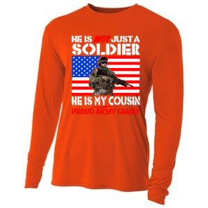 My Cousin Is A Soldier Proud Army Family Military Relative Gift Cooling Performance Long Sleeve Crew