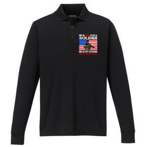 My Cousin Is A Soldier Proud Army Family Military Relative Gift Performance Long Sleeve Polo