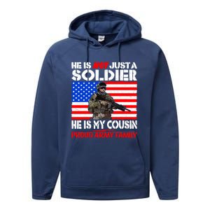 My Cousin Is A Soldier Proud Army Family Military Relative Gift Performance Fleece Hoodie