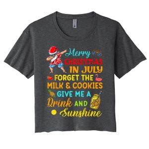 Merry Christmas In July Santa Beach Party Summer Vacation Women's Crop Top Tee