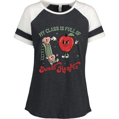 My Class Is Full Of Sweet Hearts Teacher Valentines Teacher Enza Ladies Jersey Colorblock Tee