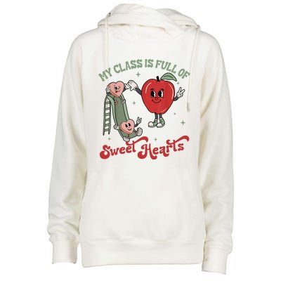 My Class Is Full Of Sweet Hearts Teacher Valentines Teacher Womens Funnel Neck Pullover Hood